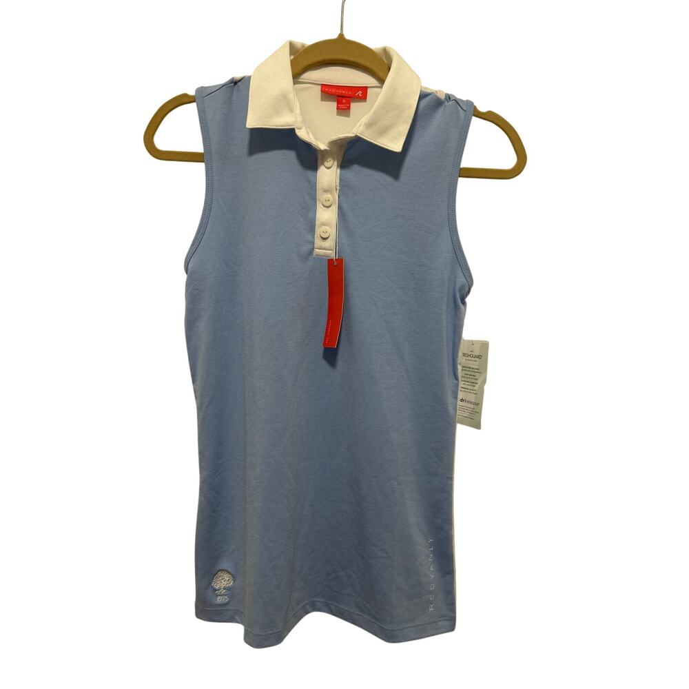 Redvanly Women's Light Blue White Performance Drirelease Golf Shirt Small NWT
